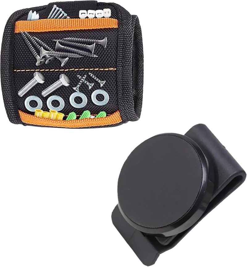 1pcs magnetic wristband and 1pcs magnetic waistband clip for men to secure screws nails and drills - made of and lightweight strong magnetssuitable for fathers husband- workers