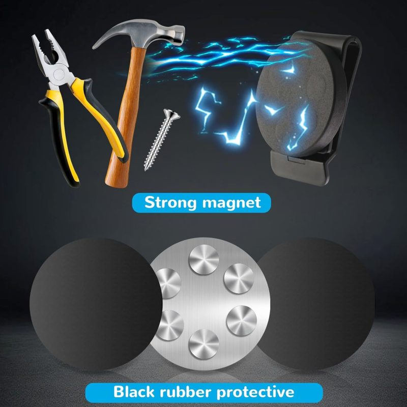 3 PCS Belt Magnetic Clips Heavy Duty Magnetic Tool Holder Black Magnet Belt Organizer for Screws Nails Screwdrivers Wrench Metal Accessories (Medium 2.16 * 2.8 IN) - Image 2