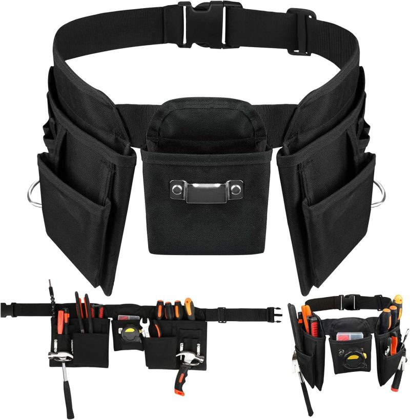 Heavy Duty Tool Belts for Men and Women,19 Pocket Carpenter Tool Belt with Quick Release Buckle,Adjustable Utility Framing Belt,Construction Tool Belt for Gardening,Electrician