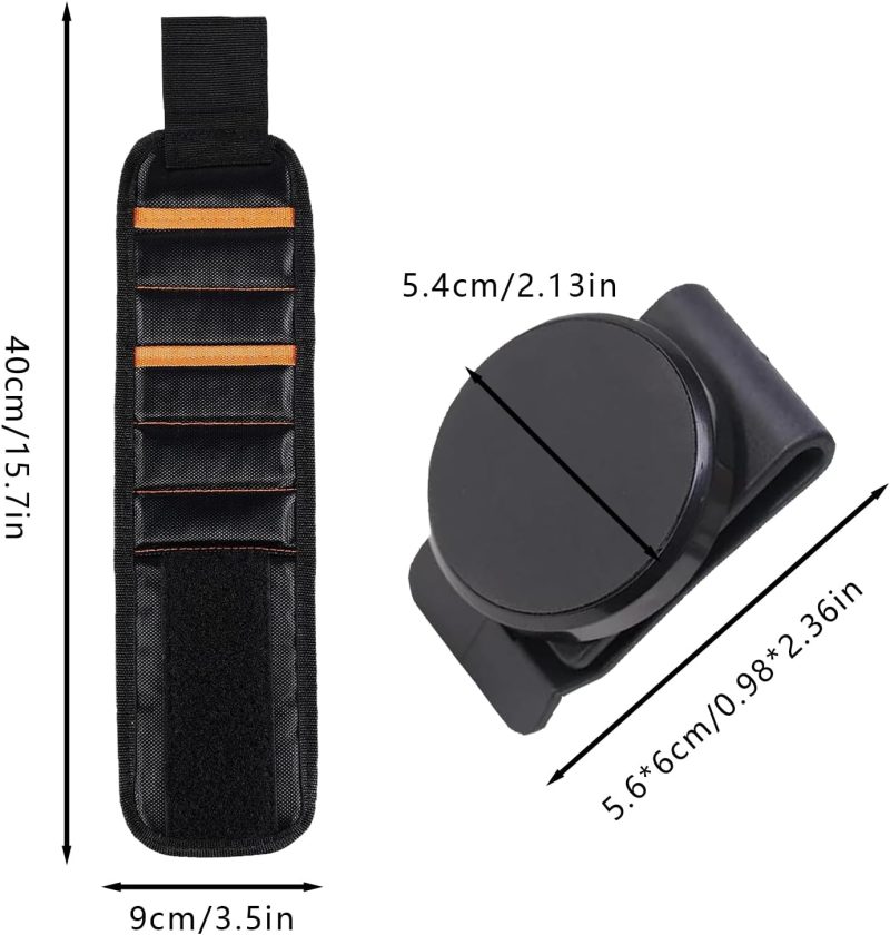 1pcs magnetic wristband and 1pcs magnetic waistband clip for men to secure screws nails and drills - made of and lightweight strong magnetssuitable for fathers husband- workers - Image 2