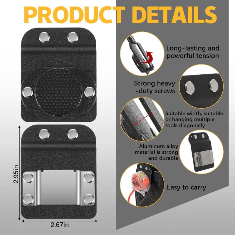 2 Pcs Tape Measure Holder Magnetic Drill Holder for Tool Belt Clip on Belt Clip for Hammer, Pliers, Screws, Nails, Sockets, Trowel, Drill Bit, Wrench and Any Hardware - Image 2