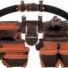Leather Tool Belt 19 Pocket Multipurpose Pockets Work Organizer Bag Framing Fat Lip Tool Holder for Carpenter, Construction, Handyman and Electrician Tool Bag Set