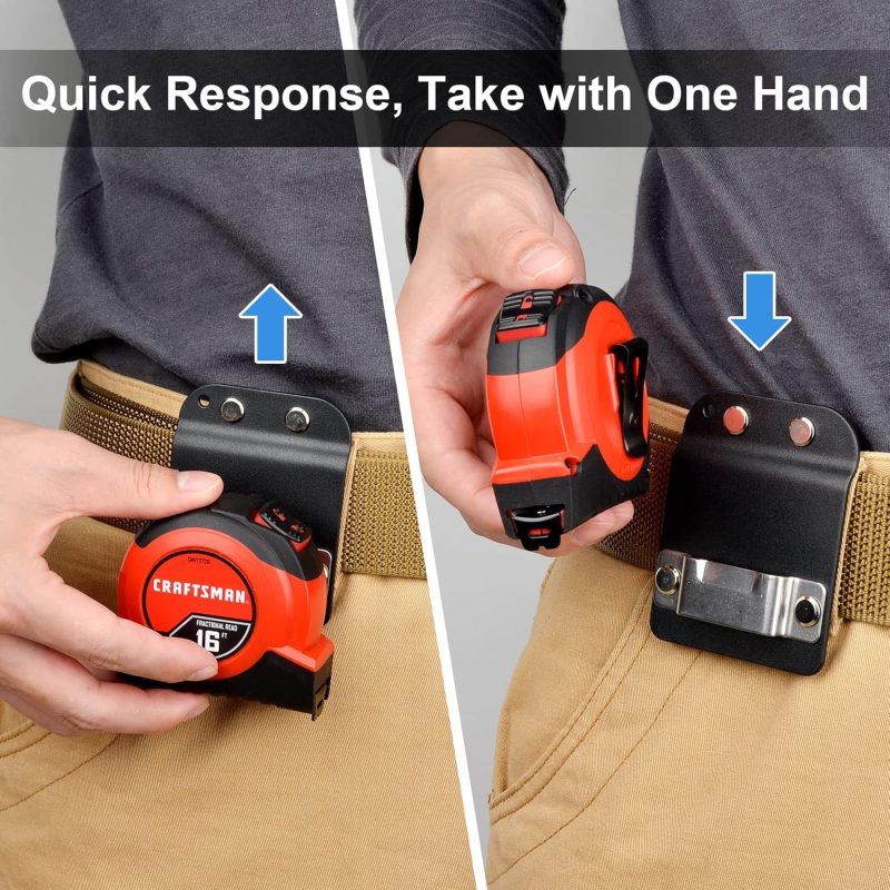 , Tape Measure Holder for Belt, Low-Profile Tape Measure Belt Clip, Fits up to 2" Tool Belt, Tape Accessories - Image 2